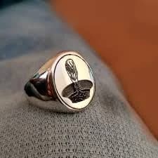 Sterling Silver Royal Crown Signet Ring for Men