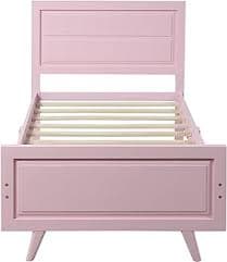 Amazon.com: anwickjeff Wood Platform Bed Twin Bed Frame Mattress Foundation Sleigh Bed with Headboard/Footboard/Wood Slat Support,No Box Spring Needed (Cute+Pink) : Home & Kitchen