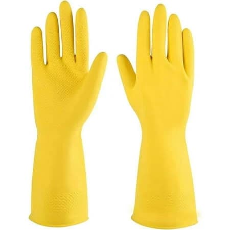 Rubber Cleaning Gloves Yellow for Household,Reuseable Dishwashing Gloves for Kitchen(M)