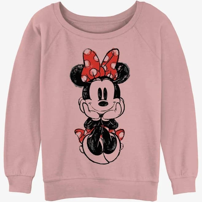 Disney Women's Minnie Mouse Sitting Sketch Slouchy Sweatshirt