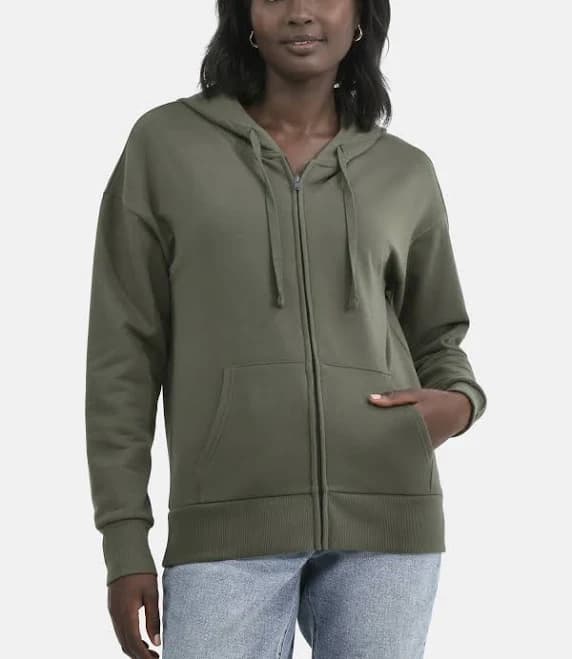 Time and Tru Women's and Women’s Plus Zip Front Fleece Hoodie Jacket Sizes XS-4X