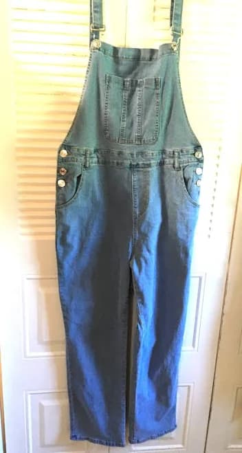 Women Bib Overalls Sz L 34( 36) X 29 Blue Light Wash Denim Pockets