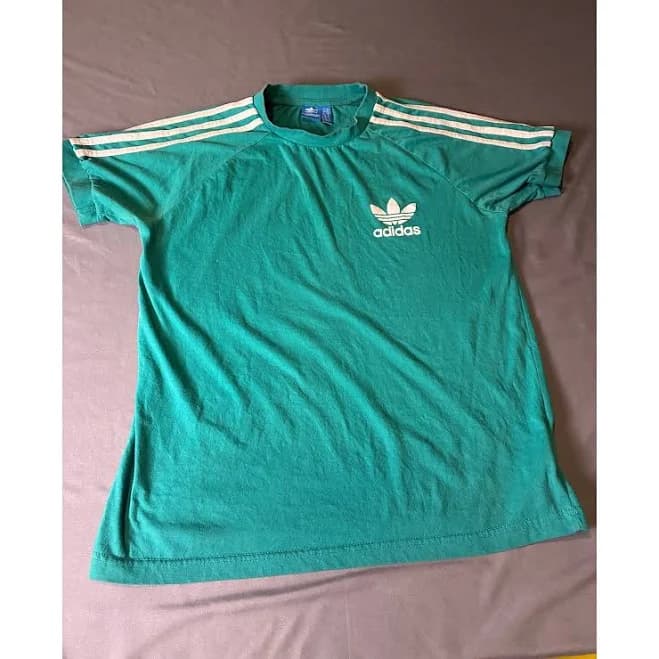 Adidas Shirts | Adidas Originals Green Trefoil Logo T-Shirt Mens Medium 3 Stripe Sleeves Classic | Color: Green | Size: M | Pm-83242235's Closet