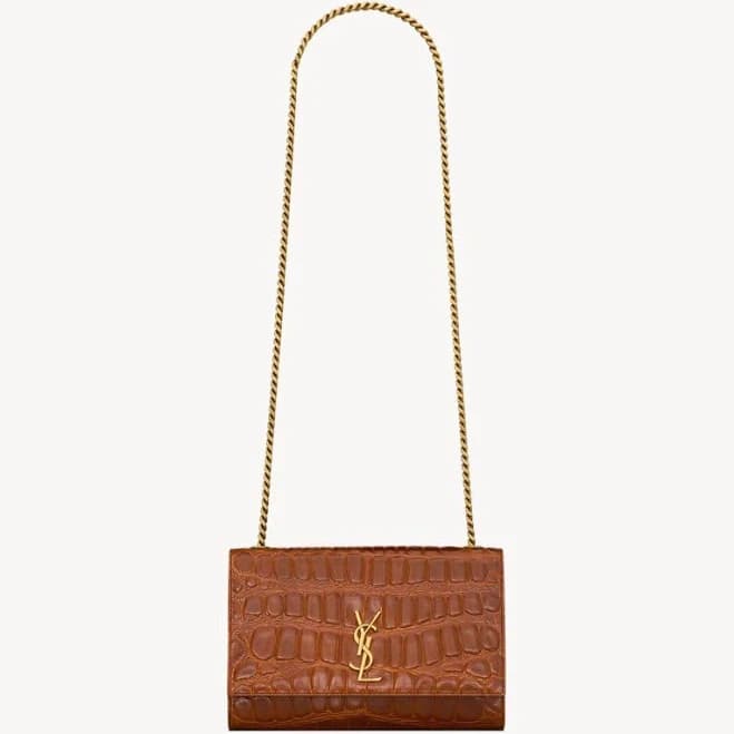 Saint Laurent Women's Kate Crocodile-Embossed Leather Shoulder Bag