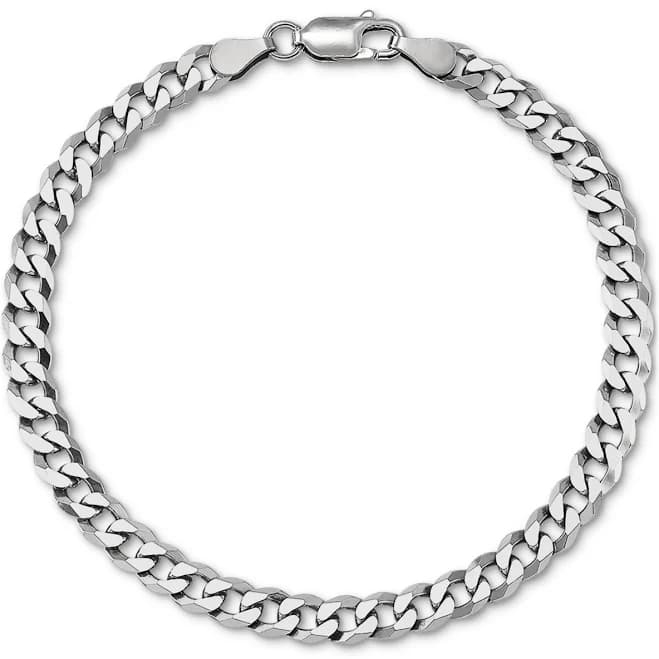 Italian 925 Sterling Silver Solid 9mm Diamond-Cut Cuban Link Curb Chain Bracelet for Men, Made in Italy