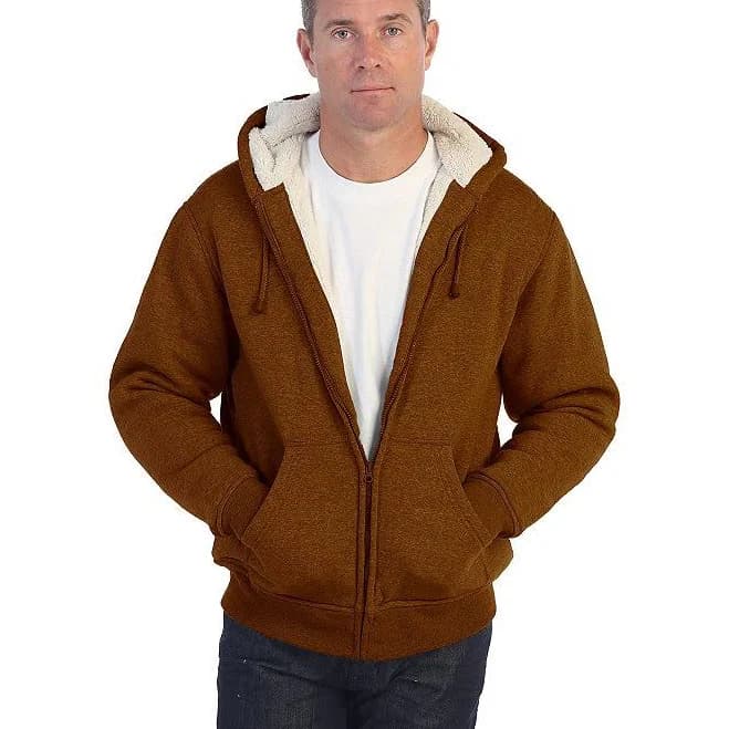 Gioberti Men's Soft Heavyweight Sherpa Lined Fleece Hoodie Jacket