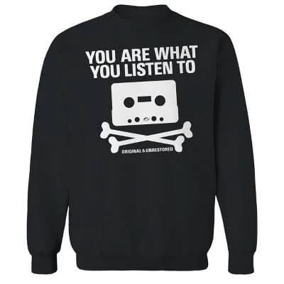 Original and Unrestored Men's Listen Long Sleeve Graphic Cotton Sweatshirt