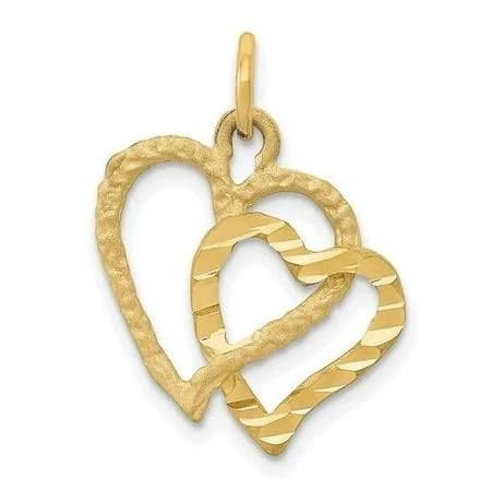 14K Yellow Gold Double Heart Pendant