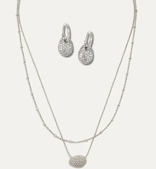 Ulani Layered Silver Necklace & Earrings