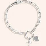 "Love & Devotion" Multi Charm Thin Link Chain Bracelet Set - Pave Cross & Heart Charms