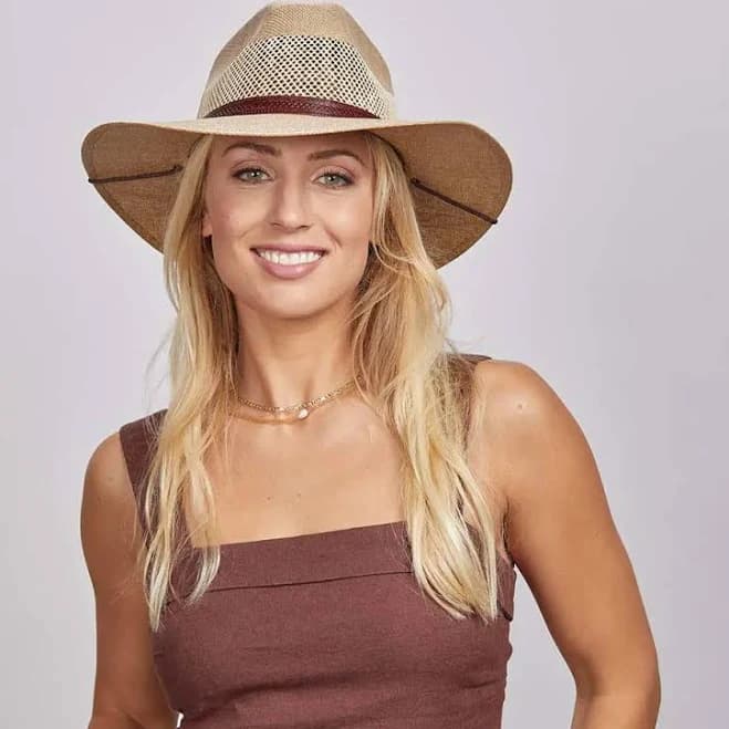American Hat Makers Florence Wide Brim Straw Fedora Hat