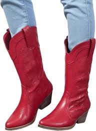 Amazon.com: Women Cowboy Boots Mid Calf Embroidered Western Cowgirl Boots Comfort Fashion Knee High Wide Calf Chunky Heel Booties : Clothing, Shoes & Jewelry