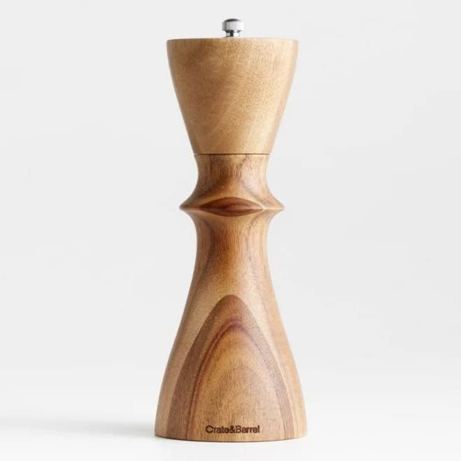Crate & Barrel Aster Wooden Pepper Mill Grinder