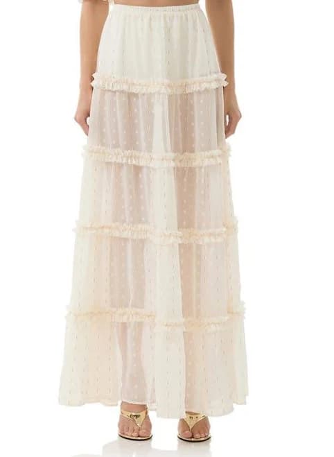 Afrm Women's Sabina Clip Dot Tiered Maxi Skirt