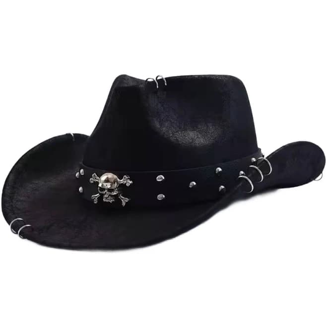 Skulled Black Cowboy Hat