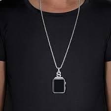 Amazon.com: Callancity Diamond Alphabet Letter A-Z Necklace Pendant Watch Connector Adapter 2in1 Stainless Steel Platinum Plated Box Chain Compatible for Smart Watch Series 7/6/5/4/3/2/1 38mm 40mm 41mm (S) : Cell Phones &