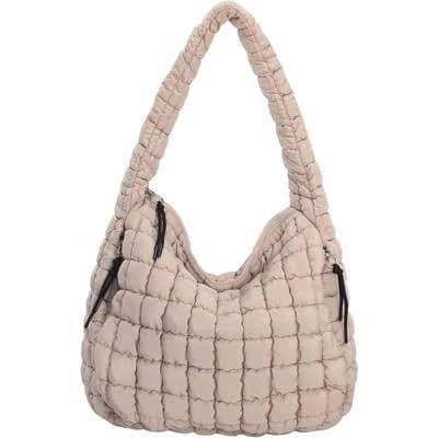Quilted Puffer Crescent Bag Crossbody Bag for Women Carryall Handbags Lightweight Tote Bag Hobo Bag with Adjustable Strap