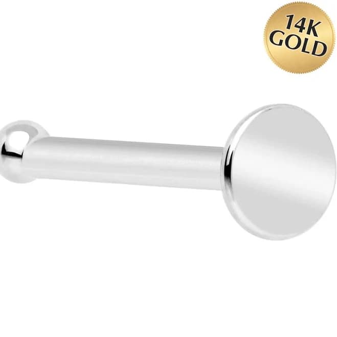 Body Candy 14K Gold Flat Disc Nose Ring