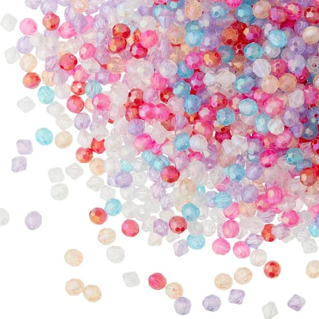 Bead Landing Multicolor Acrylic Faceted Bicone & Round Beads