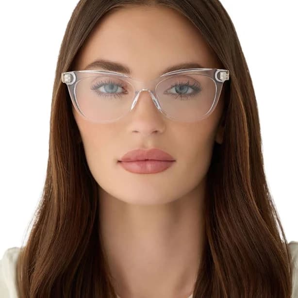 Sylvia by Diff Eyewear Prescription Round Crystal Clear Frame Crystal RX Lens