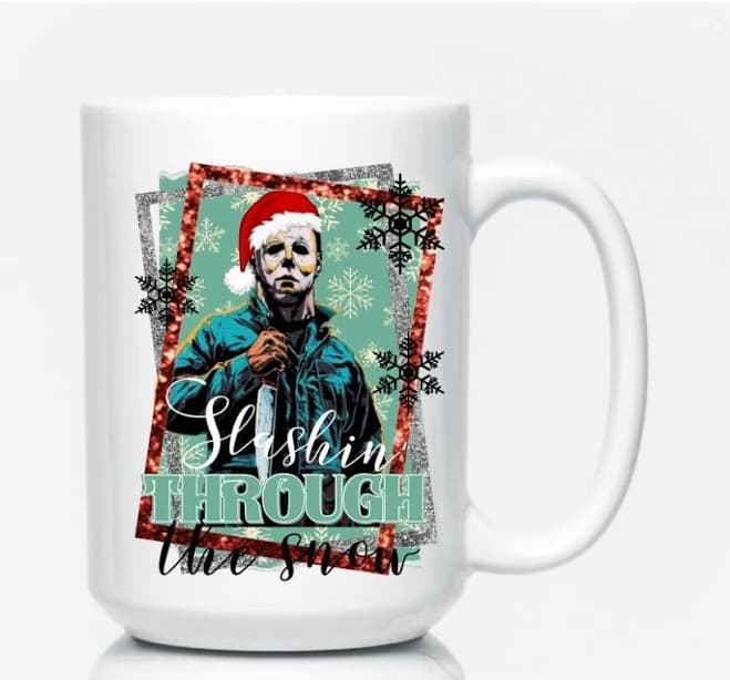 Halloween Michael Myers Slashing Through The Snow Large Coffee Mug -