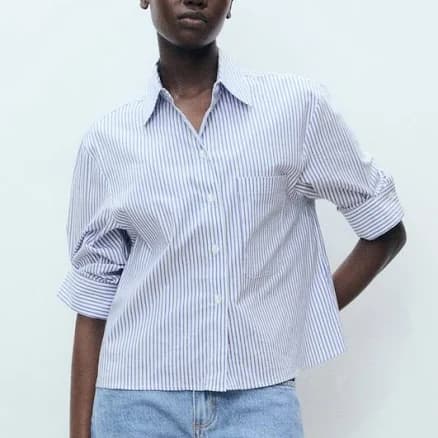 MANGO Women's Striped Cotton Blend Shirt