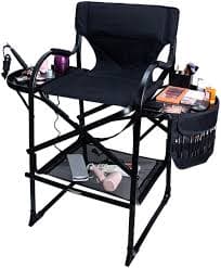Portable Outdoor Folding Makeup Artist Chair - Aluminum High Director's Chair with Headrest & Footrest - Ideal for Camping, Lawn Use, and Film Productions (Color: B) (B) : Home & Kitchen - Amazon.com