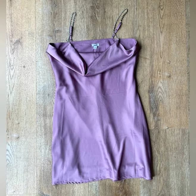 Garage Dresses | Garage Krystal Satin Cowl Slip Dress Elderberry Rhinestone Straps P/S Nwt | Color: Purple | Size: S | Tinylioness's Closet