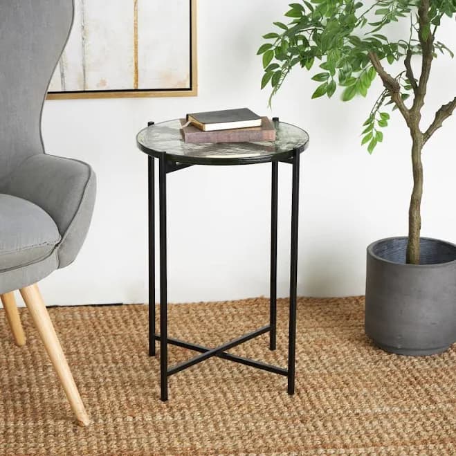X-Shaped Side End Accent Table