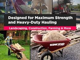 Amazon.com: Scenic Road Wheelbarrow Heavy Duty 8 Cubic feet, 800 lb Capacity 16” Single Wheel Barrow Steel Frame for Home Improvement, Gardening, Landscaping, Farming, Contractor, Lawn Equipment (Model M8-1FF) : Patio, Lawn