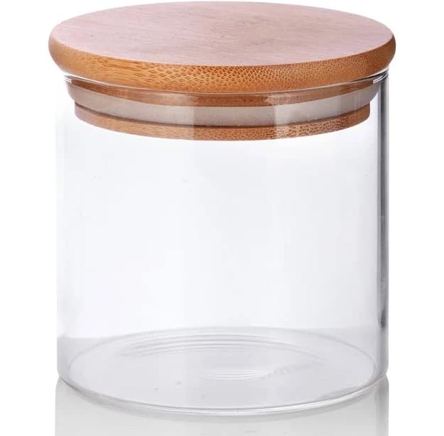 6 Pack 10 oz Clear Glass Borosilicate Jars with Bamboo Silicone Sealed Lid