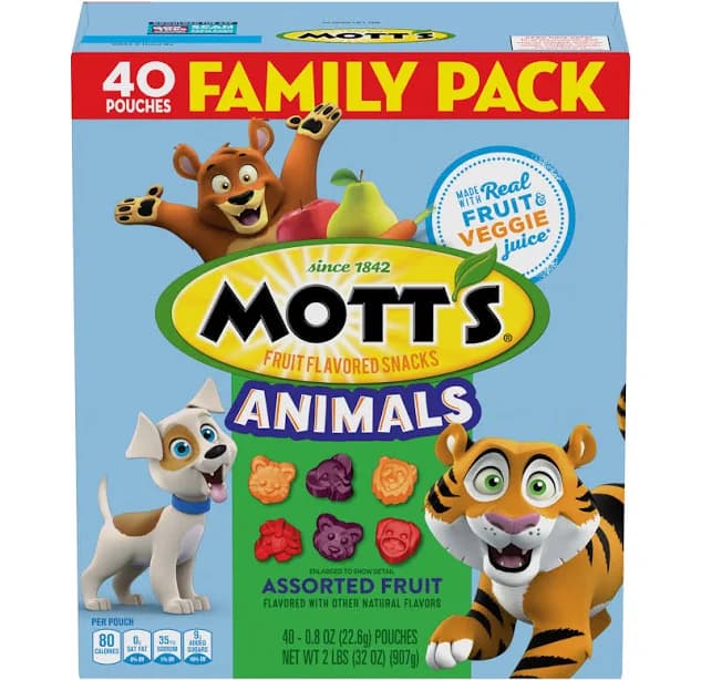 Mott's Animals Fruit Flavored Snacks Assorted Fruit Family Pack - 40 ct 32 oz Box