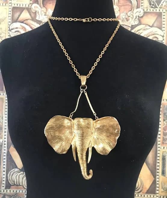 Retro Figural Elephant Metal Necklace