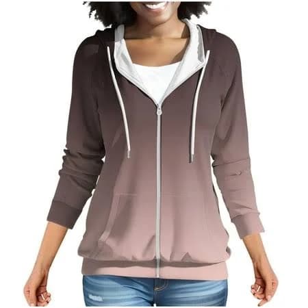 akoee Full Zip Up Hoodies Womens Long Sleeve Casual Cotton Fleece Lined Mid-weight Sweatshirt Jackets Fall Winter
