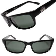 Authentic Vintage Metallic Temple Detail Minimalist Rectangle Black Sunglasses