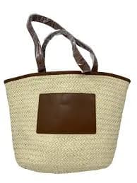 LOFT Straw Tote Bag Leather Trim Large, NWT