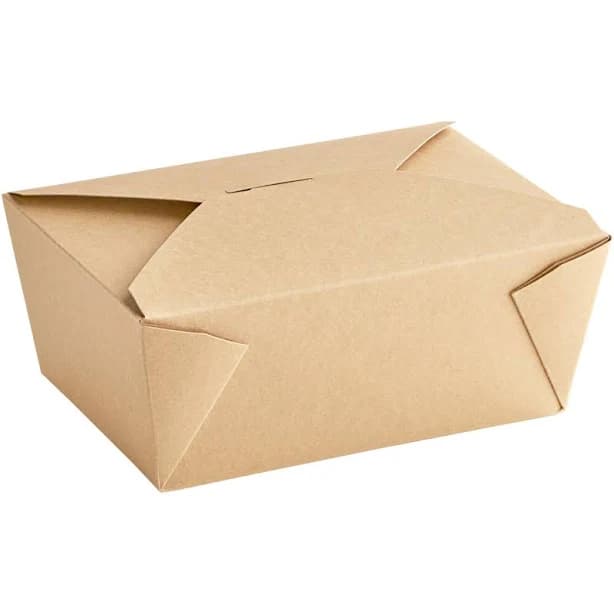 Choice Kraft Microwavable Folded Paper #4 Take-Out Customizable Container 7 3/4" x 5 1/2" x 3 1/2" - 160/Case