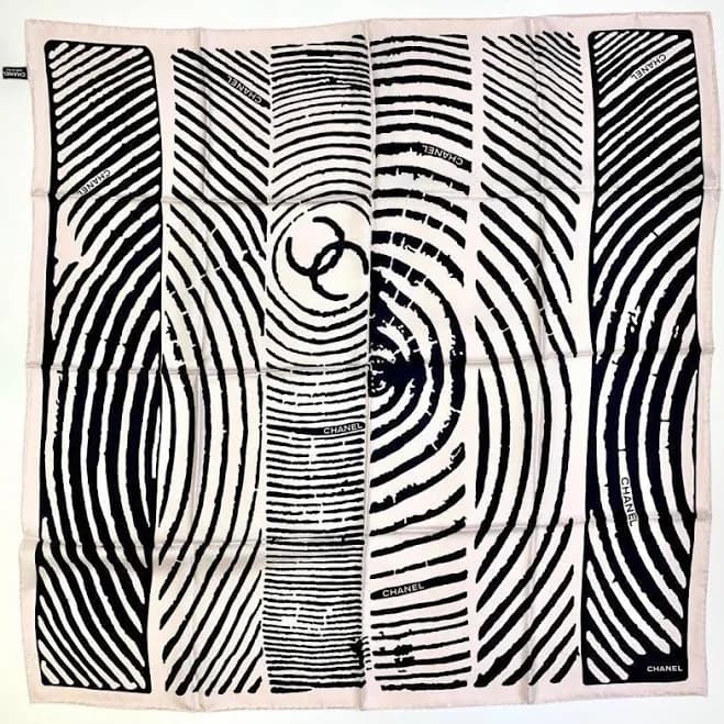 Chanel Coco Mark Silk Scarf Black X Light Pink About 35.43 X 35.43"