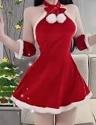 Amazon.com: Oludkeph Disfraz de señora Claus Santa Navidad trajes sexy dama cosplay halter espalda espalda mini vestido, Rojo - : Ropa, Zapatos y Joyería