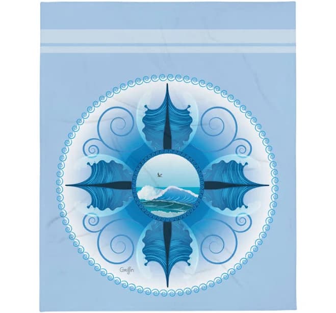 Blue Wave Mandala Throw Blanket