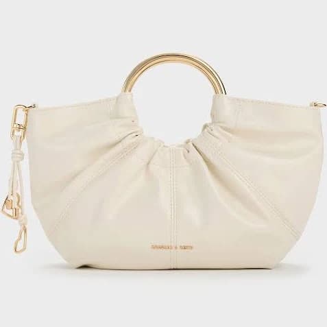 Charles & Keith Ciara Ruched Metal Top Handle Bag