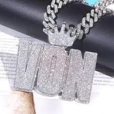 Iced Out Crown Letter Pendant: Custom Cuban Link Chain, Hip Hop Nameplate