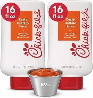 Zesty Buffalo Sauce Bundle – 2 Pack, 16 fl oz Squeeze Bottles with Reusable Sauce Cup – Perfect for Chicken, Sandwiches, and Snacks