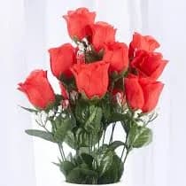 Red Artificial Rose Bud and Baby's Breath Bush