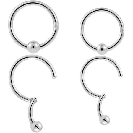 Implant Grade Steel Hinged Clicker Captive Bead Septum Lip Rings