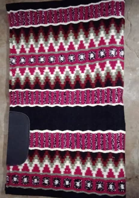 Western Show Pad * Southwestern Geometric Pattern Horse Blanket, New Zealand Wool