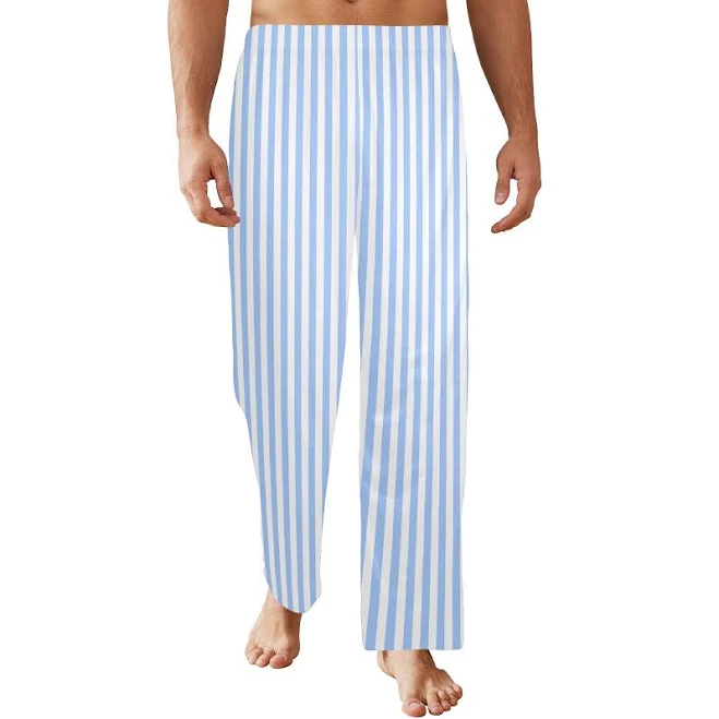 Men's Striped Satin Pajama Pants with Pockets