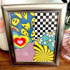 Smiley Face B&W Checkered Swirl Hearts Bee | Mercari