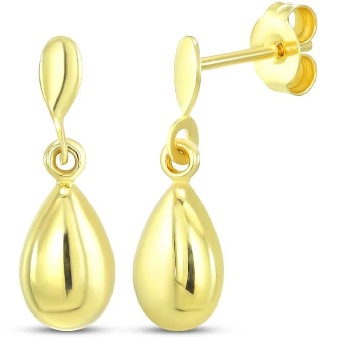 14K Yellow Gold Teardrop Dangle Earrings