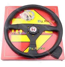 MOMO Leather Drift Sport Steering Wheel For Honda H logo horn Red line 14inch